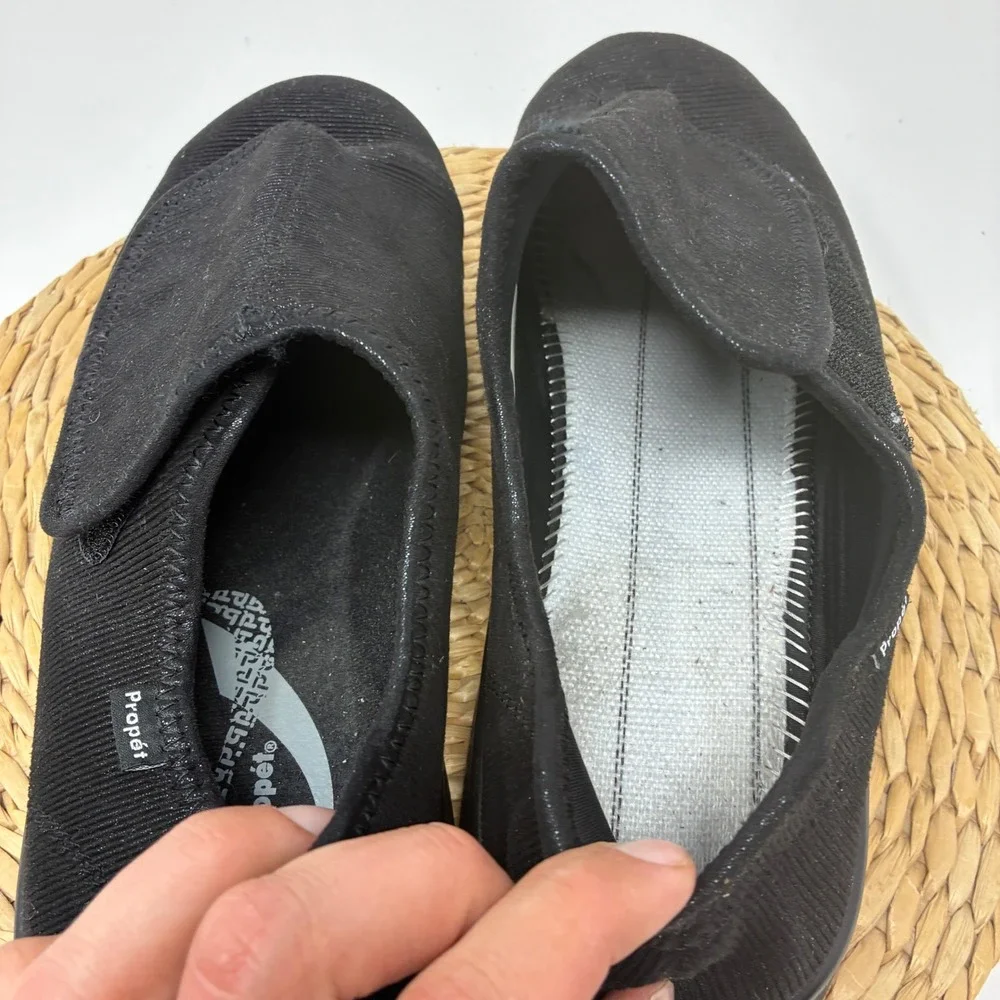 Propet M0202 Cush N Foot Mens 12 D Black Corduroy Hook Loop Recovery‎ Slippers